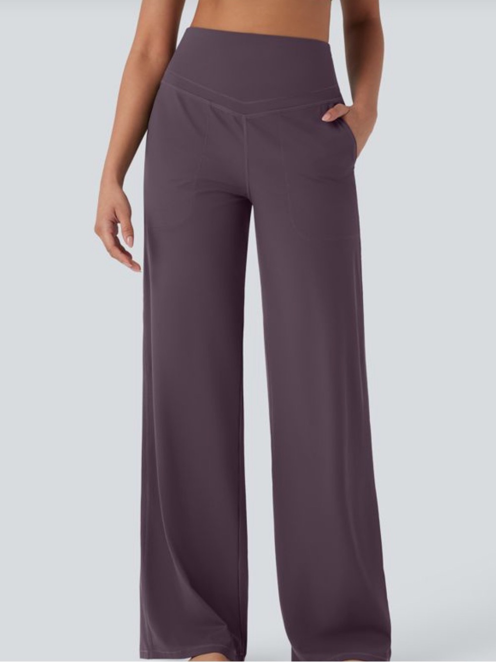 HALARA Wide-Leg High-Waist Pants in Deep Plum
